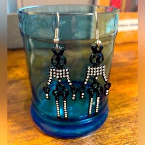 Black and Rhinestone Skeleton Earrings